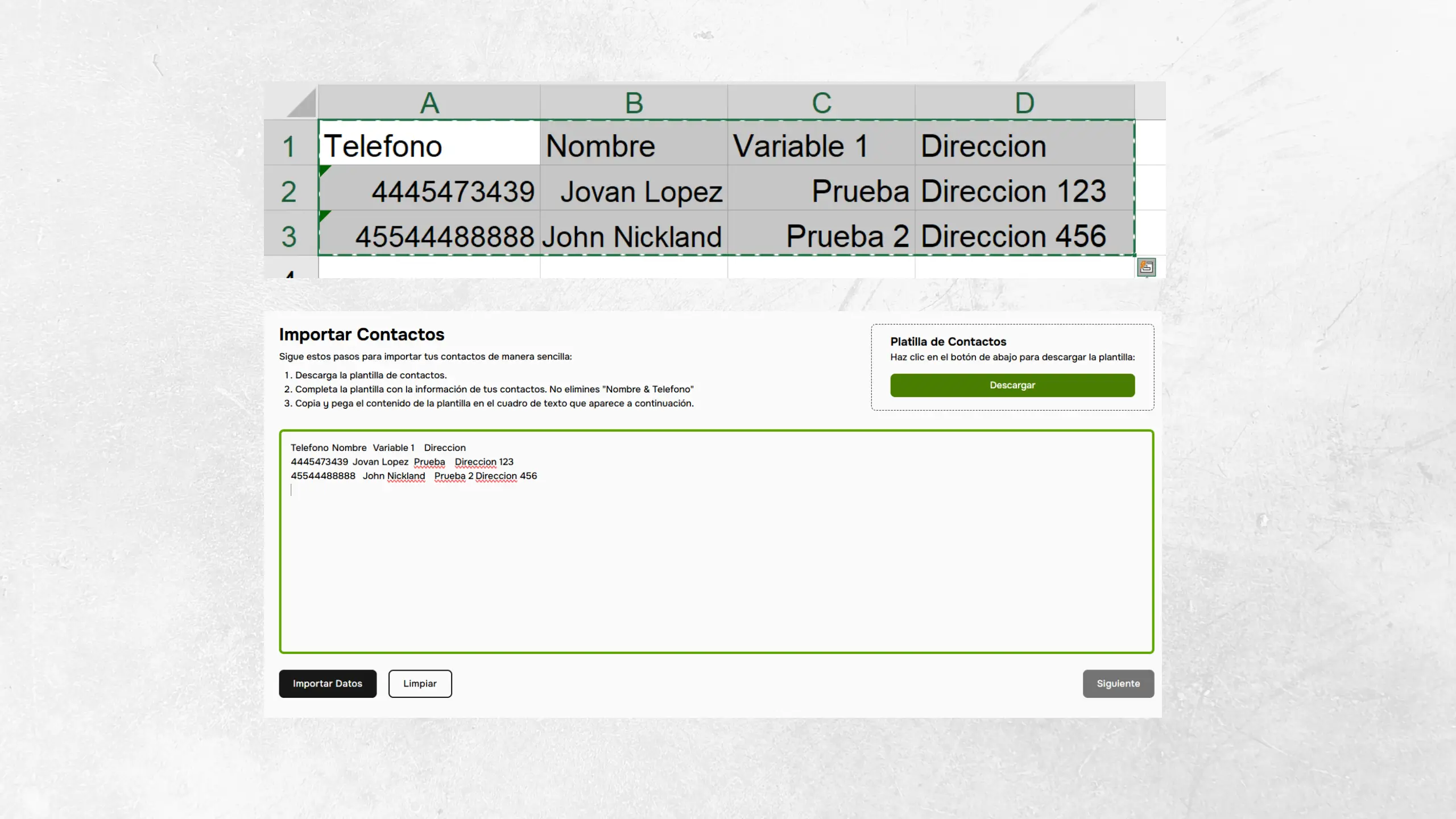 Importación de contactos